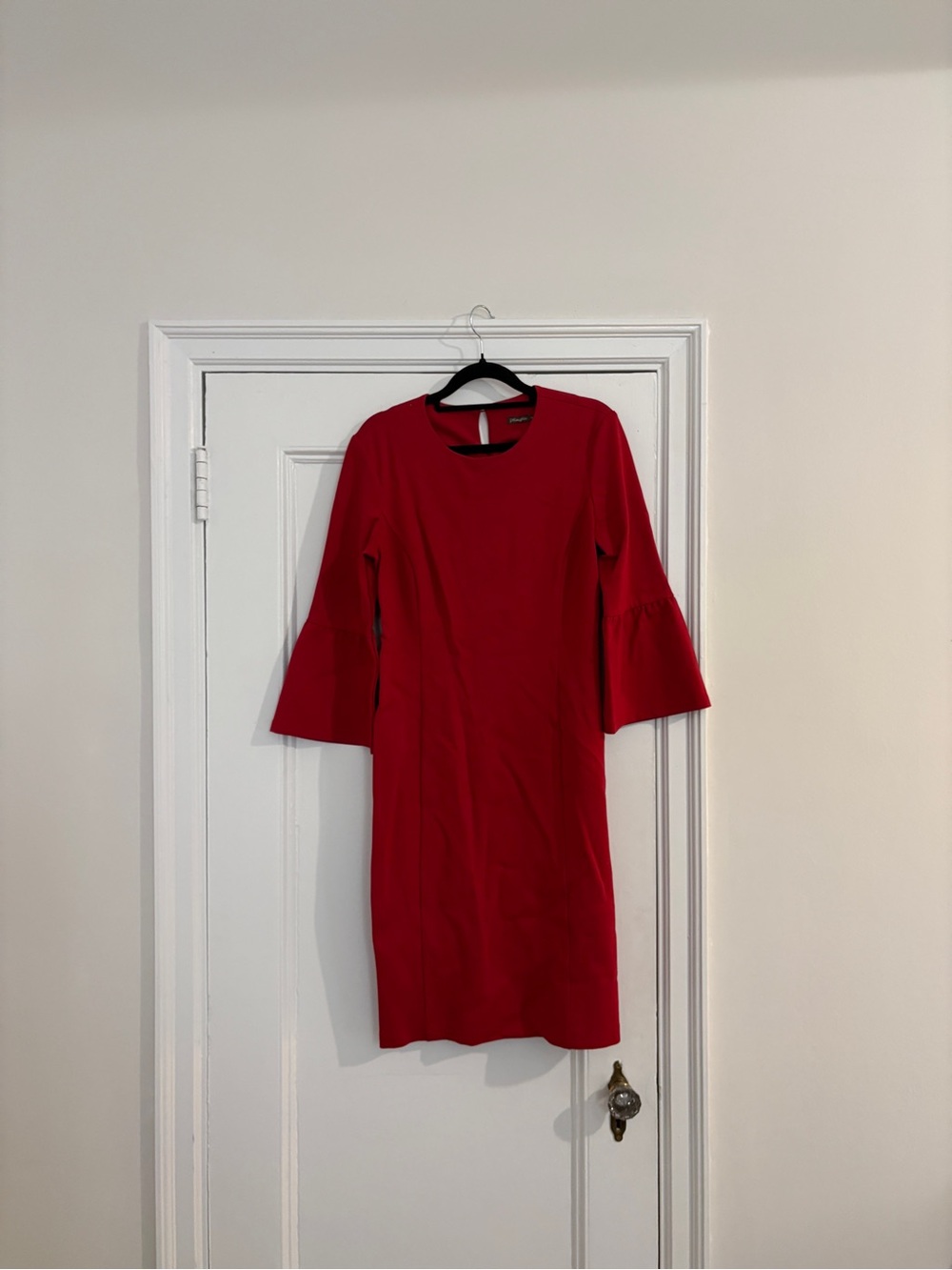 J. McLaughlin Red Bell-Sleeve Sheath Midi Dress